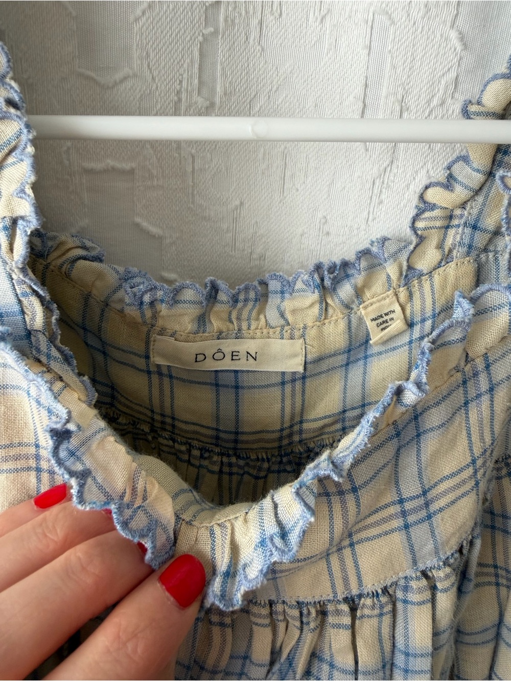 DÔEN Frede Mini Dress in Blue Meadowlark Plaid - Picture 8 of 10